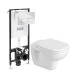 مرحاض معلق ديورافيت دى كود + خزان دفن شاسيه كامل روكا مع لوحة مستطيلة