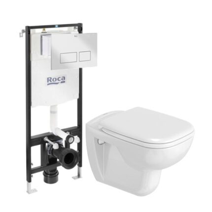 مرحاض معلق ديورافيت دى كود + خزان دفن شاسيه كامل روكا مع لوحة مستطيلة