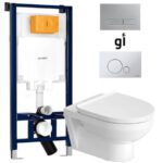 باقة تشطيب مرحاض معلق ديورافيت بي 3 كومفورت سيديلي ذاتي الغلق & خزان دفن ديورافيت مع لوحة طرد مربعة أو دائرية